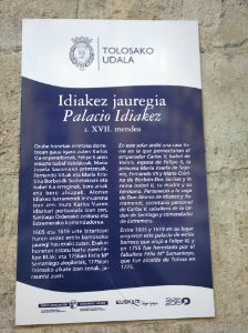 Idiakez jauregia Tolosa deskribapena