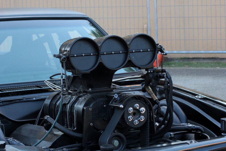 Motor engine blue car