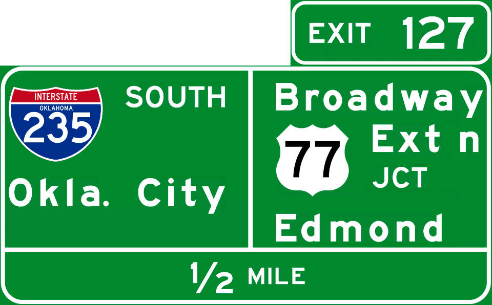 I-235SOUTH Okla.City JCT U.S.77 Broadway Ext'n Edmond EXIT 127