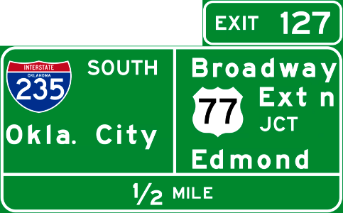 I-235SOUTH Okla.City JCT U.S.77 Broadway Ext'n Edmond EXIT 127