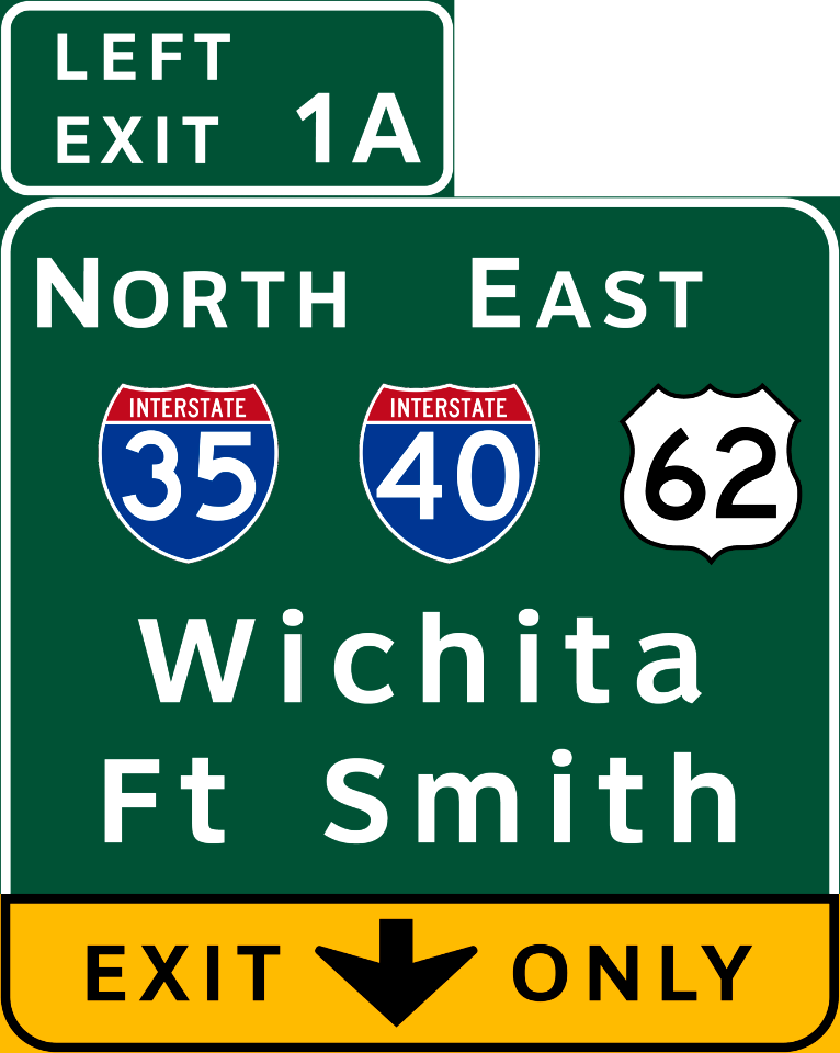 I-35 NORTH I-40 US62 EAST Wichita Ft.SMITH EXIT ONLY