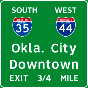 I-35SOUTH I-44WEST Oklahoma City Downtown EXIT 3 4ths MILE
