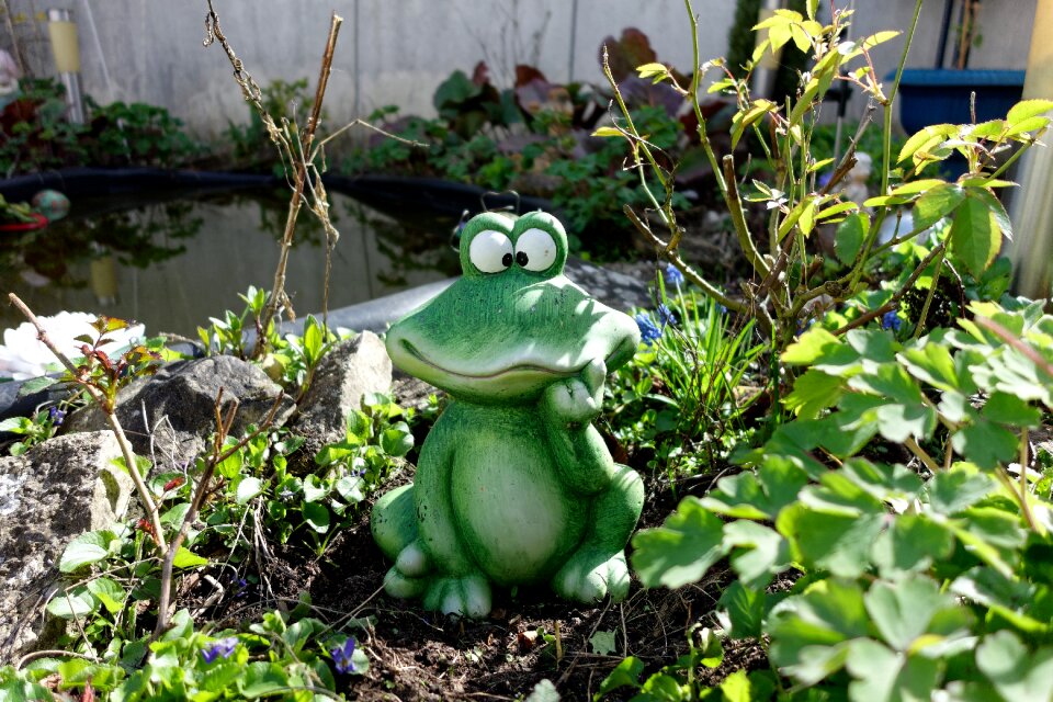 Pond green frog ceramic figures