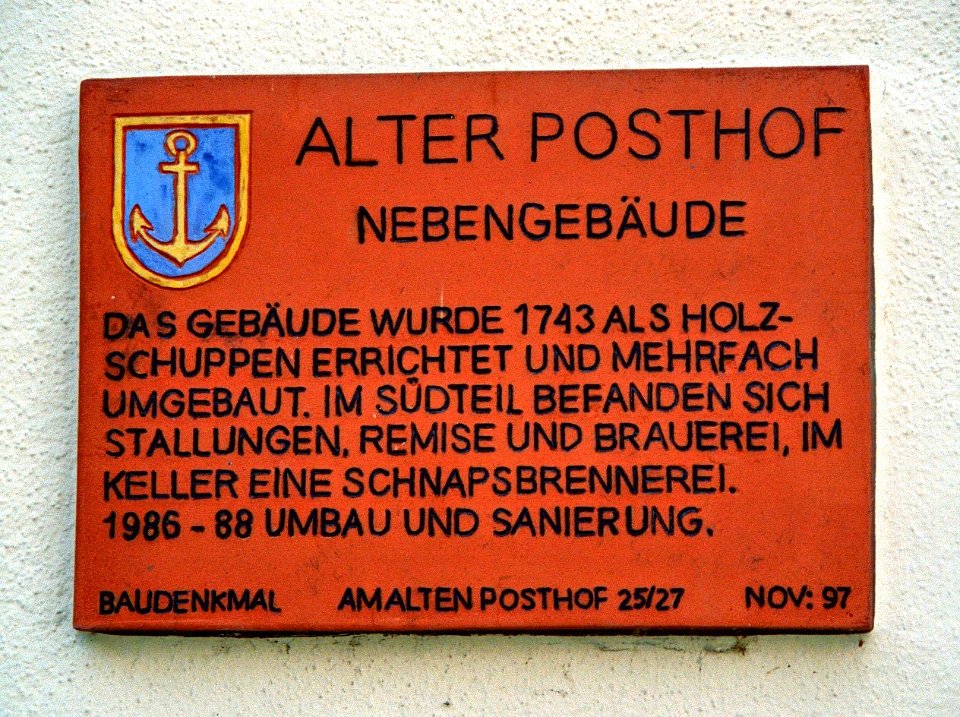 Ibbenbueren Alter Posthof Nebengebaeude Gedenktafel