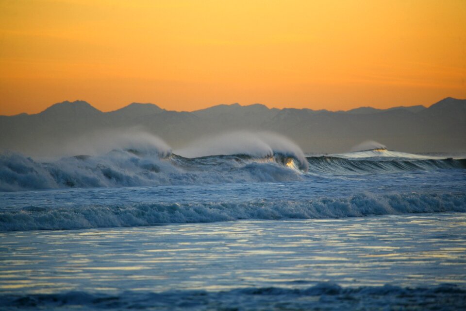 Wave sunset seascape