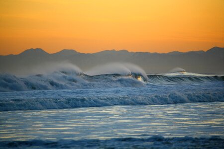 Wave sunset seascape photo