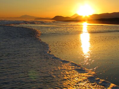 Wave sunset seascape photo