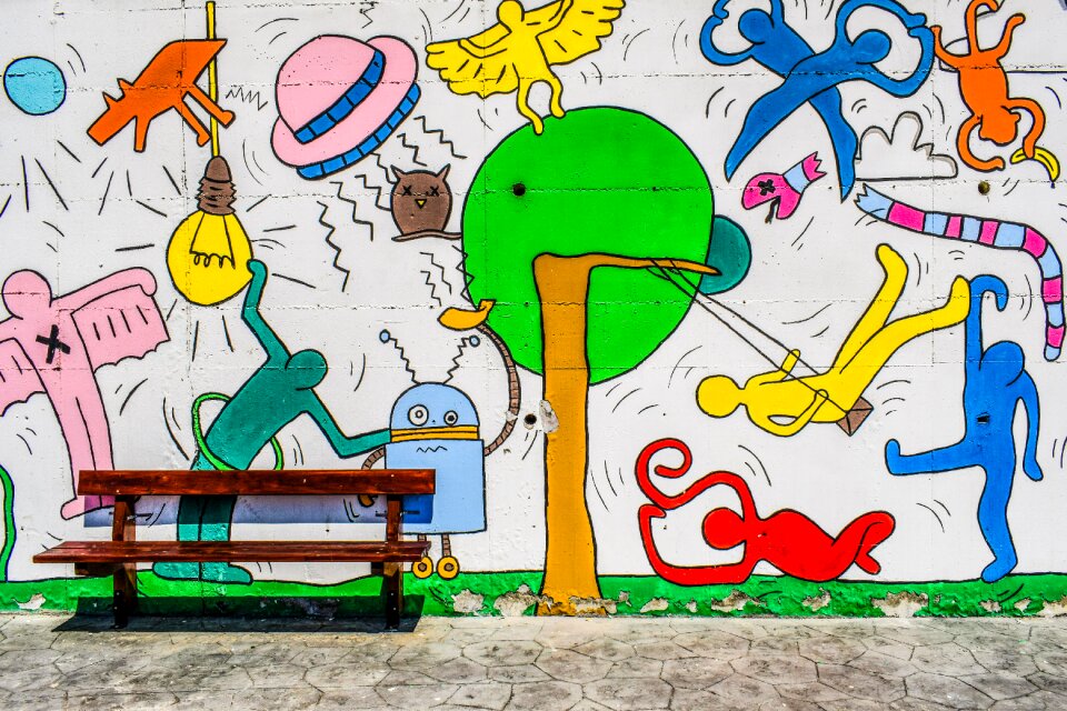 Colorful colors bench
