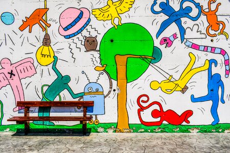 Colorful colors bench