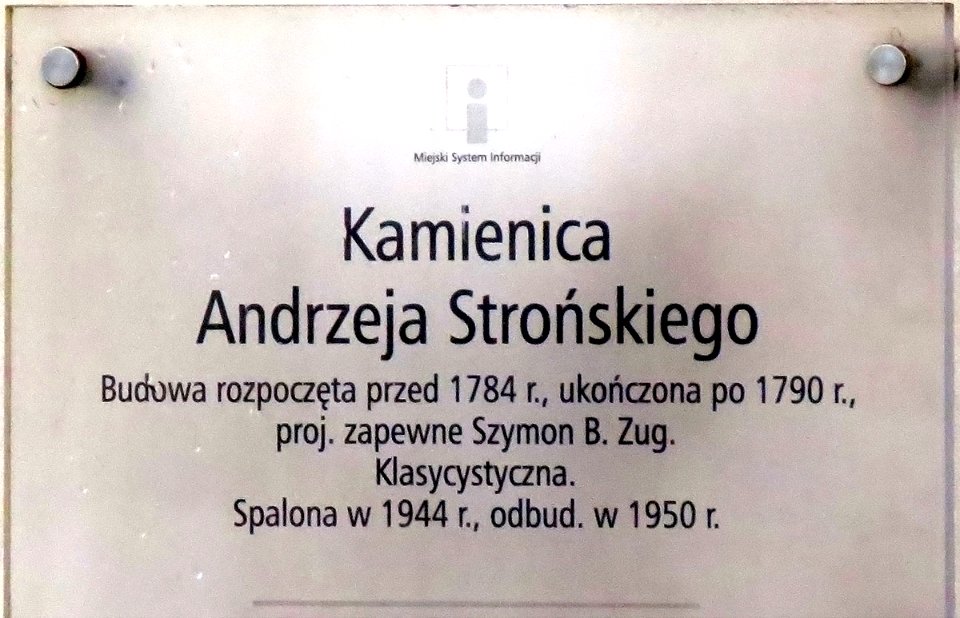Kamienica Andrzeja Strońskiego w Warszawie 02 tablica