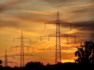 Transmission line dawn energy photo