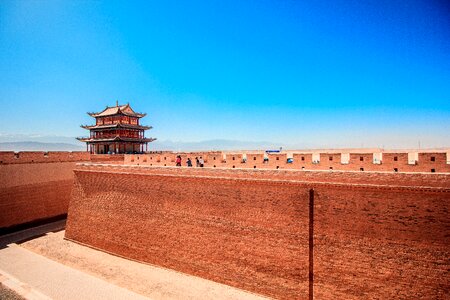 The great wall jiayuguan city gate tower