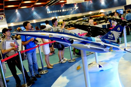 F-CK-1C&D Fighter Model Display at AIDC Booth 20150815b photo