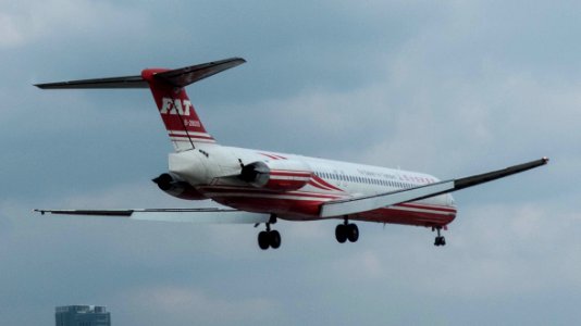 Far Eastern Air Transport MD-82 B-28035 on Final Approach at Taipei Songshan Airport 20150101