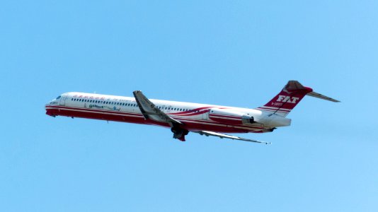 Far Eastern Air Transport MD-82 B-28017 Taking off from Taipei Songshan Airport 20150913b