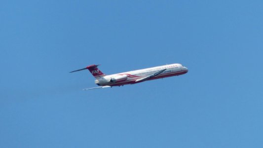 Far Eastern Air Transport MD-82 B-28017 Taking off from Taipei Songshan Airport 20140718