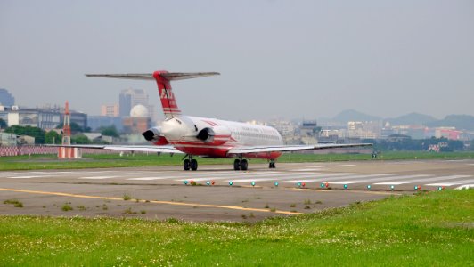 Far Eastern Air Transport MD-82 B-28037 Departing from Taipei Songshan Airport 20150427d