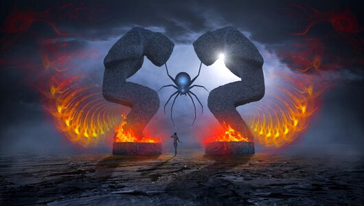 Mystical spider stone statue photo
