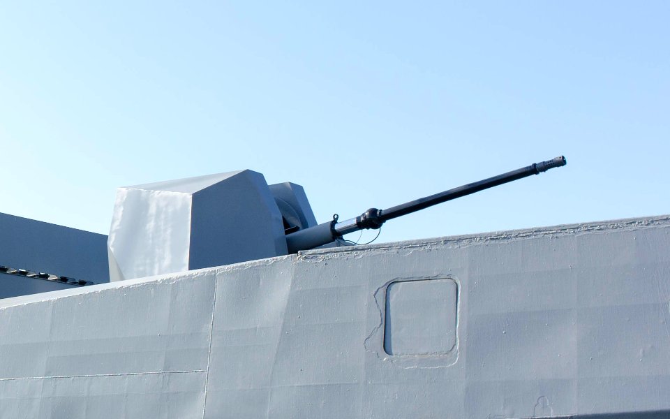 OTO Melara 76mm Gun with New Style Shield aboard ROCN Wu Chang (PFG-1207) 20141123