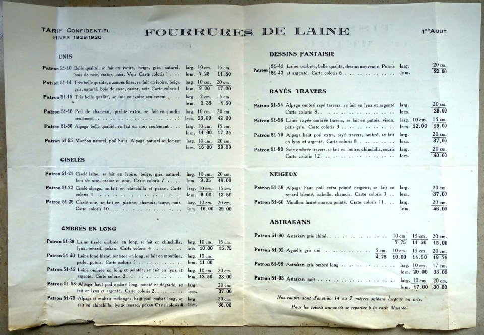 Fabrique de fourrures de laine - Pas de Plus parfaite reproduction de la fourrure, Paris (14)