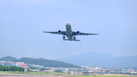 EVA Air Airbus A330-302 B-16331 Taking off from Taipei Songshan Airport 20150629a