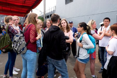 Foreign Visitors Talking after Training Squadron Show Campign 20150316
