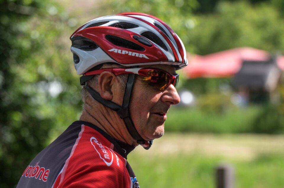 Portrait race track cyclists