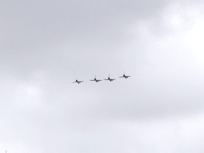 Four ROCAF Mirage 2000 Fighters Formation Flyover Hsinchu AFB 20120602