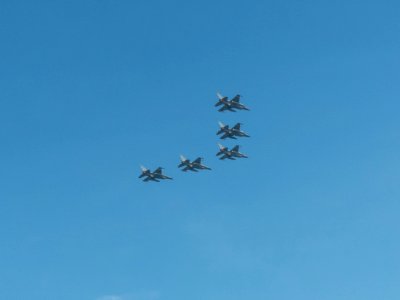 Five ROCAF F-16s Flypast Ching Chuang Kang Air Force Base 20161126