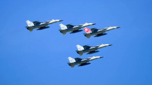 Five F-CK-1As of 427th Wing, ROCAF Flypast over Hualien Air Force Base 20170923b