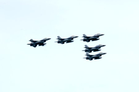 Five F-16s of 401st Tactical Composite Wing Flypast Hualien Air Force Base 20160813a