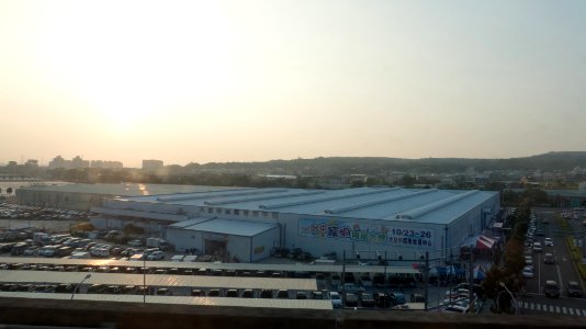 Greater Taichung International Expo Center View from THSR Train in Evening 20151024