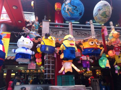Hello Kitty and Despicable Me Minion Lanterns in Songshan Ciyou Temple 20160208 photo