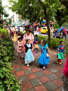 Halloween Parading of Kindergarten's Children at Xindong Street, Songshan District, Taipei 20171024c