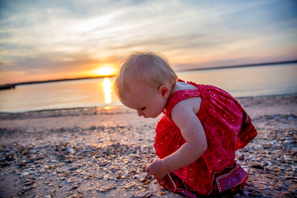 Girl sunset ocean