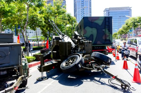 Oerlikon GDF-006 35mm Twin Cannon Display at Section 2, Xianmin Blvd, New Taipei Left Rear View 20140906