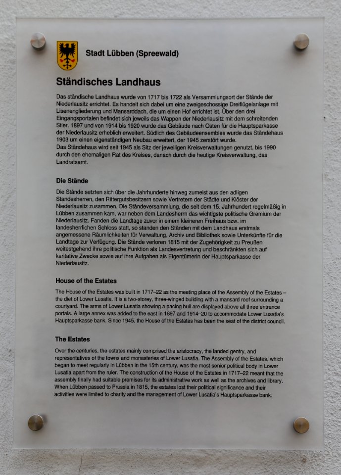 Luebben Staendisches Landhaus Informationsschild