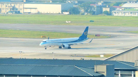 Mandarin Airlines B-16826 Taxiing into Songshan Airport Apron 20140130