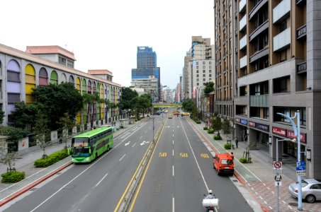 Nanjing West Road East View from Footbridge in Intersection of Nanjing West Road and Taiyuan Road 20151229