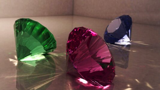 Gemstone faceted diamond three diamond