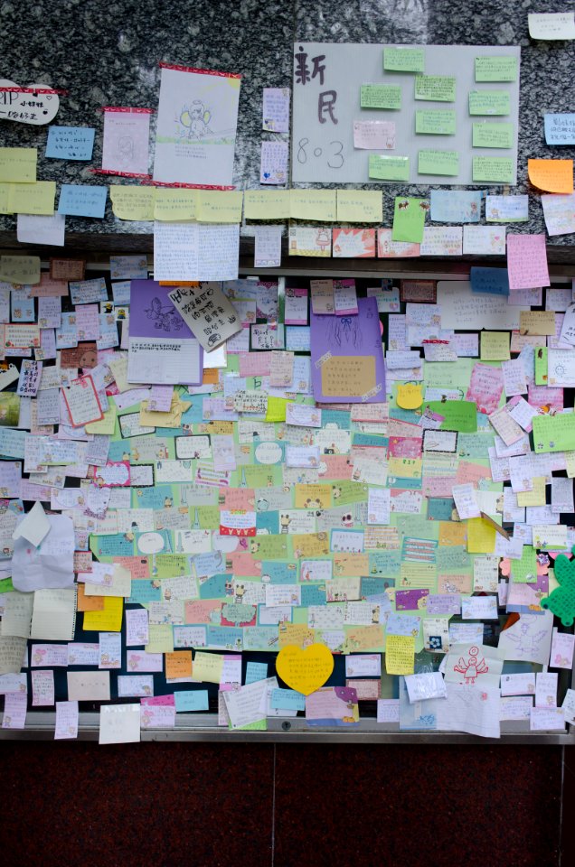 Memorial Cards for Victim on the Wall Taipei Municipal Wenhua Elementary School 20150603a