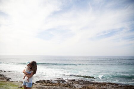 Mother beach ocean photo