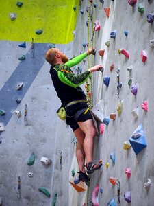 Sport rock climbing wall climb photo