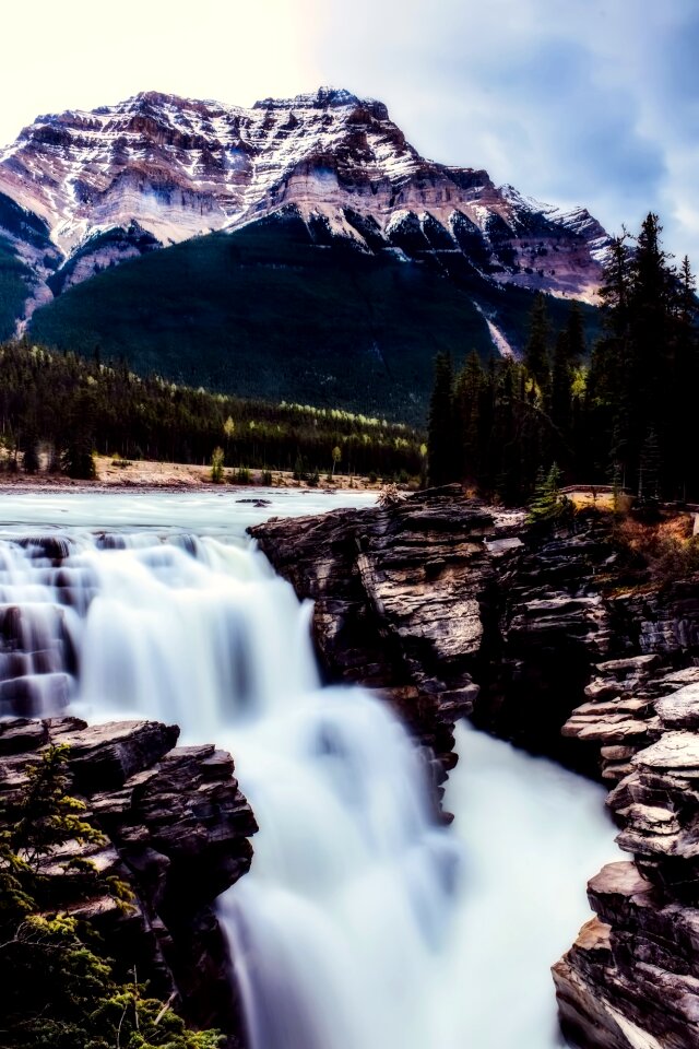 Mountains waterfall forest photo