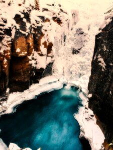 Ice frozen waterfall photo