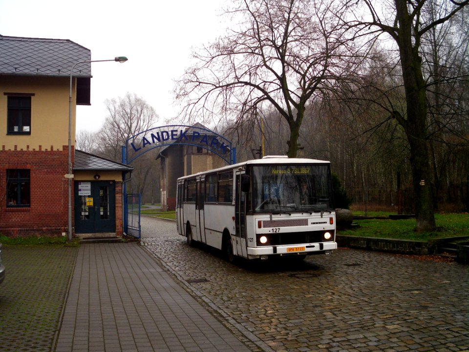 Landek Park entry gate Karosa