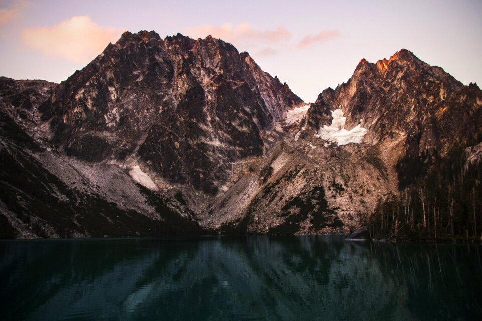 Reflection mountains cliffs photo