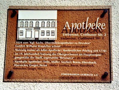 Lieberose Adler Apotheke Gedenktafel 1
