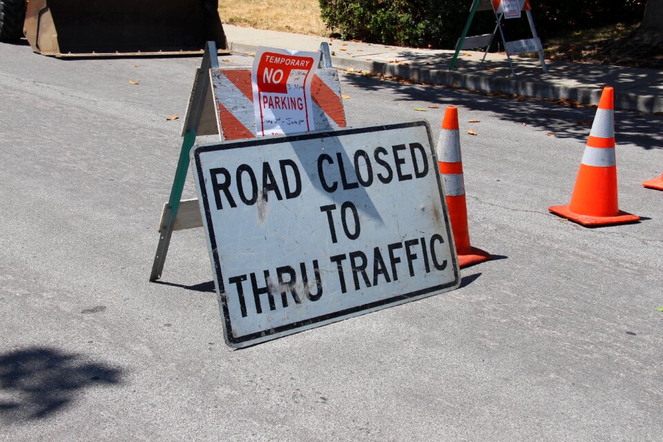 Road closed sign