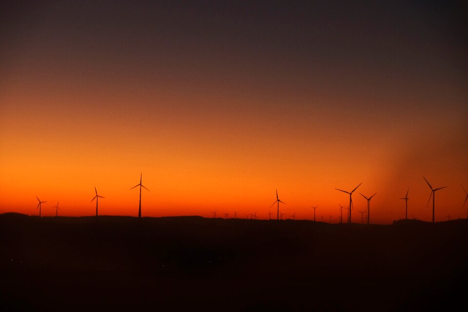 Night windmill energy photo